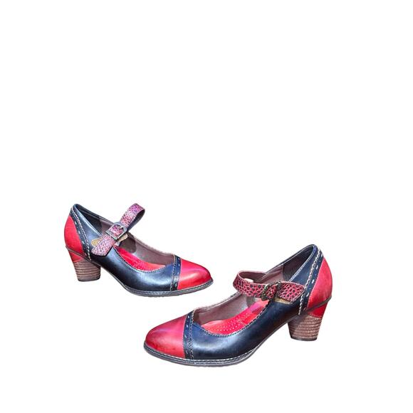 Stylish Red and Blue Women's Heels - Picture 1 of 8